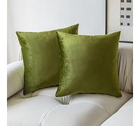 Demetex Cushion Covers 65x65 cm Green Cushions Large Decorative Velvet Cushion Cases for Christmas Sofa Bed Couch Chair Home Decor, Set of 2, 65cmx65xm, Green