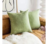 Demetex Green Cushion Covers 45cm x 45cm Spring Cushion Covers Pack of 2 Natural Linen Cushion Cases for Couch Bench Chair Home Office, 45 x 45 cm, Set of 2, Sage Green