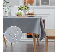 Demetex Grey Square Table Cloth 152x152 cm Waterproof Fabric Tablecloth Soft Washable Table Cover for Dining Kitchen Restaurant Tables, 152cm x 152cm, 1 Pc, Grey