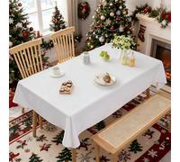 Demetex Square Tablecloth 152cm x 152cm Decorative White Christmas Table Cloth Water Resistance Polyester Table Cover for Wedding Party Holiday Decorations, 152x152 cm, 1 Pc, Pure White