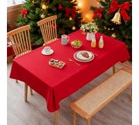 Demetex Table Cloth 152x213 cm Red Waterproof Tablecloth Rectangle Fabric Table Cover for Christmas Wedding Banquet Party, 60x84 in, 1 Pc, Red