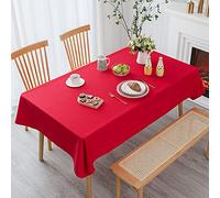 Demetex Table Cloth 152x213 cm Red Waterproof Tablecloth Rectangle Fabric Table Cover for Holiday Wedding Banquet Party, 60x84 in, 1 Pc, Red