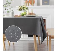 Demetex Water Resistant Tablecloth 152 x 259 cm Modern Solid Colour Polyester Table Cloth Washable Fabric Table Cover for Restaurant Cafeteria Dining Room, 152cm x 259cm, 1 Pc, Dark Grey