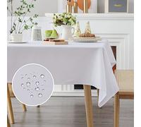 Demetex White Table Cloth Rectangle Fabric Table Cover 152 x 213 cm Water Resistant Tablecloth for Wedding Banquet Party Valentine's Day Decor, 1 Pack 152x213cm, White