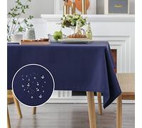 Demetex Wipeable Polyester Tablecloth 152x259 cm Washable Navy Fabric Table Cloth Rectangular Water Resistant Table Cover for Picnic Banquet Hall Restaurant, 152cm x 259cm, 1 Pc, Navy Blue