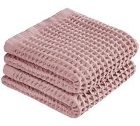 DEMМEX Organic Cotton Waffle Turkish Hand Towels for Bathroom & Kitchen, OEKO-TEX® Certified, Ultra Soft, Lightweight Quick Dry Waffle Weave, Set of 2, 50×75 cm (Powder Pink)