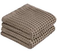 DEMМEX Organic Cotton Waffle Turkish Hand Towels for Bathroom & Kitchen, OEKO-TEX® Certified, Ultra Soft, Lightweight Quick Dry Waffle Weave, Set of 2, 50×75 cm (Beige/Light Tan)