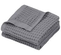 DEMМEX Organic Cotton Waffle Turkish Hand Towels for Bathroom & Kitchen, OEKO-TEX® Certified, Ultra Soft, Lightweight Quick Dry Waffle Weave, Set of 2, 50×75 cm (Grey)