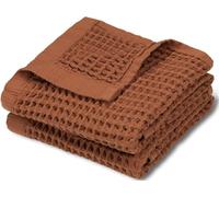 DEMМEX Organic Cotton Waffle Turkish Hand Towels for Bathroom & Kitchen, OEKO-TEX® Certified, Ultra Soft, Lightweight Quick Dry Waffle Weave, Set of 2, 50×75 cm (Terracotta)