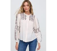 Demi Embroidered Ballon Sleeve Shirt In Cream Raffya Grey 8