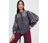 Demi Embroidered Ballon Sleeve Shirt In Grey Raffya Ecru 16
