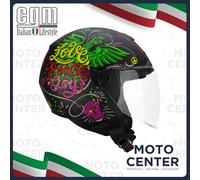 Demi Jet Helmet CGM 167S Flo Joy Black Blue Green Matte Size L (59 cm)
