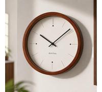 DEMI LOUS. Solid Wood Wall Clock, Silent Non-Ticking Modern Round Wall Clock, Minimalist Scandinavian Home Decor for Living Room, Bedroom, Kitchen & Office