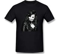 Demi Lovato Man T Shirts Short Sleeves Round Neck Tees Summer Casual Tops Black (Medium)