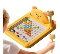 Demiawaking Cartoon Magnetic Drawing Board, Shiba Bear Dot Art Design, Interactive Bead Pen Art with Pattern Guide, Drawing Board Suitable for Children at Home and Travel (Large Shiba)