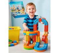 Demiawaking Klick Rail Electric Train Set, Magnetic Track Car Toys, 65pcs DIY Race Car Track Sets, Anti-gravity Driving, Easy Assembly, for Boys and Girls (65pcs)