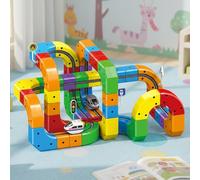 Demiawaking Klick Rail Electric Train Set, Magnetic Track Car Toys, 65pcs DIY Race Car Track Sets, Anti-gravity Driving, Easy Assembly, for Boys and Girls (C-123pcs)