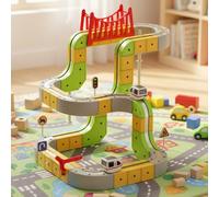 Demiawaking Klick Rail Electric Train Set, Magnetic Track Car Toys, 65pcs DIY Race Car Track Sets, Anti-gravity Driving, Easy Assembly, for Boys and Girls (Grenn 87pcs)