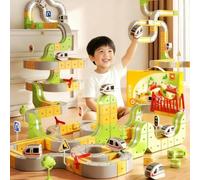 Demiawaking Klick Rail Electric Train Set, Magnetic Track Car Toys, 65pcs DIY Race Car Track Sets, Anti-gravity Driving, Easy Assembly, for Boys and Girls (Green 71pcs)