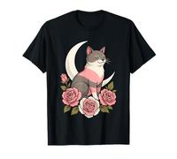 Demigirl Garden Rose Cat Moon LGBTQ Demigirl Pride LGBT T-Shirt