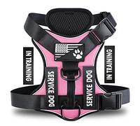 Demigreat Service Dog Harness, Reflective Dog Vest Harness with 5 PCS Patches, Adjustable Soft Oxford Pet Harness, Inner Layer Mesh, Easy to Control for Dogs