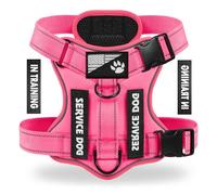 Demigreat Service Dog Harness, Reflective Dog Vest Harness with 5 PCS Patches, Adjustable Soft Oxford Pet Harness, Inner Layer Mesh, Easy to Control for Small Medium Large Dogs, HotPink