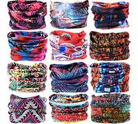 DEMIL Multifunctional Sports Stretchable Seamless Casual Headband Sweatband Magic Camo Scarf Balaclava Headwear Head Wrap (12PCS-Blue Wave)