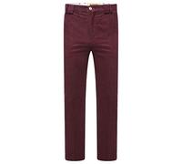 DeMina Men Moleskin 100% Cotton Semi Formal Trousers Classic Fit Wine 42W/28L