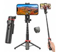 Demipungs Selfie Stick Tripod 4.14 Inch Ultra Compact，One-Button Quick-Open Tripod with Bluetooth Remote for Travel & Vlogging，Lightweight Aluminum Pole for iPhone Samsung Android