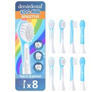 demirdental Brush Head for Philips Sonicare Kids Brush Head, Compact Mini for Small Milk Teeth, Children 3-6 Years, Replaces HX6038 HX6034, Light Blue, Pack of 8