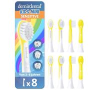 demirdental Brush Head for Philips Sonicare Kids Brush Head, Compact Mini for Small Milk Teeth, Children 3-6 Years, Replaces HX6038 HX6034, Yellow, Pack of 8