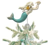 Demissle 10.6 Inches Mermaid Tree Topper Mermaid Christmas Tree Ornament Vintage Beach Starfish Christmas Decoration for Xmas Holiday