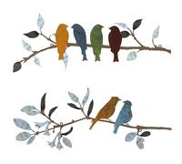 Demissle 2 Pcs Metal Birds Wall Art Decor Vivid Birds on Branch with Leaves Rustic Wall Decor Waterproof Metal Sculpture Hanging Sign for Home Balcony Garden Indoor Outdoor(Stylish Colors)