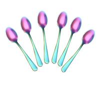 Demitasse Espresso Spoons, Mini Coffee Spoon, Stainless Steel Small Spoons for Dessert, Tea,Set of 6(Rainbow), VC-a3-79332