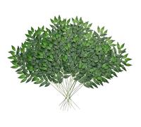 DEMIUKO 24PCS Artificial Italian Ruscus Stems 25in Fake Plants Greenery Branches Silk Foliage Twig Willow Leaves Hanging Spray Garland Decor for Home Table Centerpiece Wedding Arch Bouquet Filler