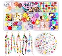 DEMIUKO 290+Pcs Keychain Making Kit Bag Charms Keyring Jewellery Making Supplies Beaded Kit Gifts for Girls Women Adults DIY Crafting Include Acrylic Letter Beads Bow Heart Pearl Star Accessories