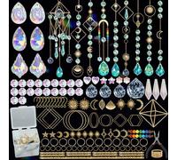 DEMIUKO 400PCS Crystal Suncatcher Kit DIY Crafts for Adults, Window Sun Catcher Crystals Hanging Ornament Making Kit Rainbow Prism Beads Pendant for Window Garden Decor Birthday Suncatcher Gift, Sun