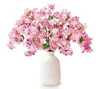 DEMIUKO 6PCS Magenta Cherry Blossom Branches Artificial Flowers Spring Sakura Branch Fake Plants 20in Silk Plum Blossom Stems Indoor Floral Arrangement for Wedding Party Office Home Table Vase Decor