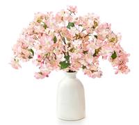 DEMIUKO 6PCS Pink Cherry Blossom Branches Artificial Flowers Spring Sakura Branch Fake Plants 20in Silk Plum Blossom Stems Indoor Floral Arrangement for Wedding Party Office Home Table Vase Decor