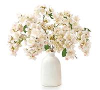 DEMIUKO 6PCS White Cherry Blossom Branches Artificial Flowers Spring Sakura Branch Fake Plants 20in Silk Plum Blossom Stems Indoor Floral Arrangement for Wedding Party Office Home Table Vase Decor