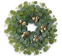 DEMIUKO Door Wreath for Front Door Decorations Summer Wreath 18 Inch Artificial Eucalyptus Foliage Wreath Making with Berries Fake Hanging Plants for Home Kitchen Wall Fireplace Outside All Year