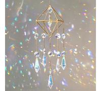DEMIUKO Rhombus Crystal Suncatcher for Windows Hanging Decor Crystal Wind Chimes Garden Sun Catcher Crystal Stars Icy Drops Ornaments for Indoor Outdoor Backyard Ceiling Room Whimsical Decoration