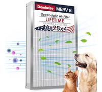 Demiwise 16x25x4 Washable Electrostatic Air Filter, MERV 8 Aluminum AC/HVAC Furnace Filter, Reusable Permanent Air Filter, Lasts a Lifetime, Increases Airflow（Actual Size:15.35"x24.72"x3.58")