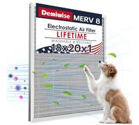 Demiwise 18x20x1 Electrostatic Air Filter, Washable & Reusable Aluminum AC/HVAC Furnace Filter, 8 Stage Permanent Air Filter, Lasts a Lifetime, Easy to Install, Healthier Home/Office Environment