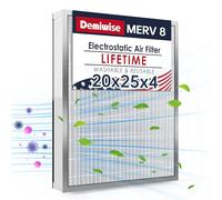 Demiwise 20x25x4 Washable Electrostatic Air Filter, MERV 8 Aluminum AC/HVAC Furnace Filter, Reusable Permanent Air Filter, Lasts a Lifetime, Increases Airflow(Actual Size:19.76"x24.72"x3.58")