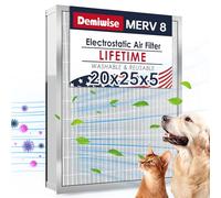 Demiwise 20x25x5 Washable Electrostatic Air Filter, MERV 8 Aluminum AC/HVAC Furnace Filter, Reusable Permanent Air Filter, Lasts a Lifetime, Increases Airflow(Actual Size:19.76"x24.72"x4.33")