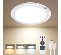 Demkia Ceiling Lights Motion Sensor, 6000mAh Rechargeable Bathroom Light with Remote, Magnetic Wireless Flush Ceiling Light, 3000K/4500K/6000K 3 Color Temperature for Bathroom, Kitchen and More