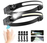 Demlaies Head Torch Rechargeable 2 Pack, 230° Wide Beam & Adjustable Focus