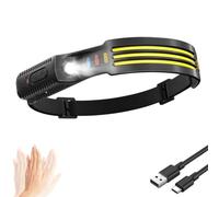 Demlaies Head Torch Rechargeable, 3000 Lumen 3*COB Wide Beam Headtorch | 6 Modes Motion Sensor, 2000mah 13hrs, Lightweight & Adjustable for Adults & Kids, Waterproof Headlamp for for Running Camping