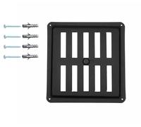 DEMLOU Adjustable Metal Ventilation Grille 15x15 cm - Square Galvanized Steel Powder Coated, Open-Close Airflow Control for Walls Ceilings Fireplaces Stoves - Black RAL9005.